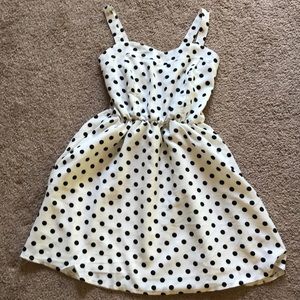 Cream and black polka dot dress